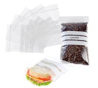 Bustine Trasparenti Richiudibili 3 Bande Bianche, Confezione da 120 Sacchetti Plastica con Zip, Sacchetti Alimenti 20x30 cm