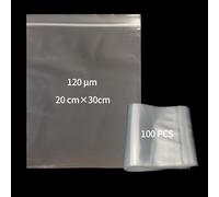 Bustine Trasparenti Richiudibili,Plastica Sacchetti Con Zip 20X30Cm 100 Pezzi,0.