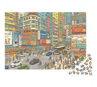 Bustling City 1000 Pezzi Puzzle Riciclato Paper Urban Life Adulto Jigsaws Difficile e Impossibile Stimolante Allevia la Demenza Senile Divertente 38x26cm/1000pcs