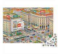 Bustling City Plaza Puzzles for Elderly 1000 Piece Recyclable Vibrant Urban Jigsaw Puzzles Puzzle Game Props Impossible Hard Difficult Challenging Activity 52x38cm/1000pcs