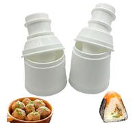 Bustlwor 2 Pezzi Stampi a Forma Di Palla Riso, Onigiri Form 3 in 1, per Prepara Polpette di Riso, Polpette di Pesce e Wonton, Sushi