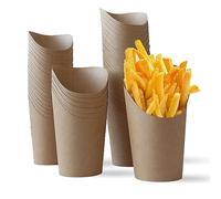 Bustlwor 50 Tazze Kraft, Contenitori Snack usa e getta per Gelati, Bignè, Patatine e Altri Alimenti (Marrone)