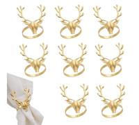 Bustlwor 8 Pezzi Oro Portatovaglioli Alce Fibbia, Anelli Porta Tovaglioli con Renna, Adatto a Festa, Hotel, Matrimonio, Natale (Oro)