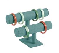 Bustlwor Espositore per Gioielli in Velluto a 2 Livelli, Organizer per Gioielli con Barra a T, Espositore per Bracciale, per Braccialetti Orologi Girocolli Collane e Cavigliera