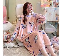 Busto 8XL di grandi dimensioni 140 cm Autunno Inverno Donna Camicia da notte manica lunga Camicia da notte in flanella con cappuccio Abito caldo in pile Abbigliamento da casa, Rosa, 6XL (75,90kg)