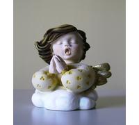 BUSTO ANGIOLETTO SU NUVOLA AL VENTO in polvere di alabastro (Marmo) 6,50 cm