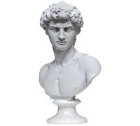 Busto David di Michelangelo Scultura in Marmo con Base in Alabastro H 15cm