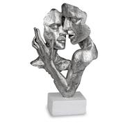 Busto Decorativo, Scultura Coppia H. 32Cm Bianco Argento In Resina Formano