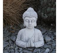 Busto di Buddha con gesto Namaste statua in pietra 30 cm 7 kg grigio cemento ...