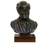 Busto di Wagner Scultura da Tavolo in Marmo Effetto Bronzo Base in Legno H 22cm