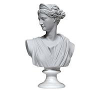 Busto Diana Cacciatrice Scultura in Marmo con Base in Alabastro Levigato H 15cm