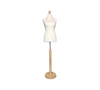 Busto donna sartoriale, manichino con copertura crema, base faggio taglia 42/44