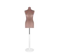 Busto donna sartoriale manichino femminile velluto rosa antico base legno bianca