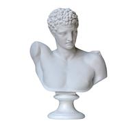 Busto Hermes di Olimpia Scultura in Marmo con Base in Alabastro Levigato H 30cm