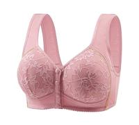 Busto Lingerie New Front Buckle Large Size Middle and Elderly Printing Vest Type Wide Straps Underwear Ladies Without Ring Big Size Bra Set Ragazza Ginnastica, Rosa, 54