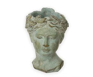 Busto per piante Valo, ceramica, grigio, H 22 cm, busto di donna, testa di donna, figura per piante