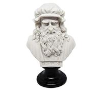 Busto Statua Design: Leonardo il "genio" del rinascimento italiano (bianco) - Riproduzione busto, scultura in marmo e resina - circa 15 cm, 350 gr. - Prodotto Made in Italy - Idea Regalo Casa