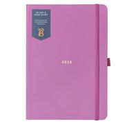 Busy B 2026 A5 Diary Day-A-Page Planner for Students, Professionals & Teachers - Fuchsia Daily Planner with Gold Foil, Jan - Dec, Elastic Band & Ribbon Marker - Organizer for Desk or Handbag