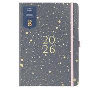 Busy B 2026 A5 Family Diary - Weekly Planner with 5 Schedules, Charcoal & Gold Foil Cover - Life Planner for Busy Families - Includes Year Planner, Birthdays & Tear-Off Notes
