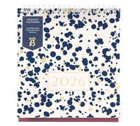 Busy B 2026 Desk Calendar - Jan to Dec, Navy Spray 2026 Calendar with Built-in Stand & Flip-Top Binding Dessk Calendar for Office or Home - Year Planner with Pockets for Organised Planning