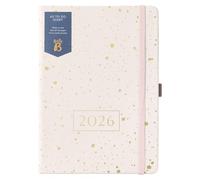 Busy B 2026 Diary - A5 Weekly Planner with To-Do Lists & Notes Pages - Work, School, Office Gold Spray Faux Leather Journal - Week-to-View Layout, 3 Pockets & Year Planner