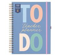 Busy B A4 Undated Teacher Planner - Multicoloured Graphic Journal - Academic Planning all in the One Place with Week to View, Space for Top Priorities, Notes, Handy Storage Pockets & Elastic Closure