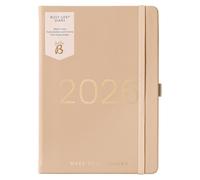 Busy B A5 2026 Diary - Busy Life Weekly Planner Journal - Life Diary for Students, Teachers, Work & More with Dual Schedules, Year Calendar, Pen Loop, Pockets & Elastic Closure Band - Faux Caramel