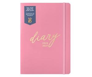 Busy B A5 Week-to-View Diary - Mid-Year Academic Planner- Aug '26 - Aug '27 - Bright Pink Journal - Weekly Layout opposite a Notes Page, Goals, Expenses, Pen Loop & Elastic Closure