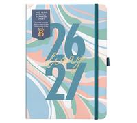Busy B A5 Weekly Diary - Mid-Year Academic Planner - Aug '26 - Aug '27 - Marble Cover - Week to View Academic Planner with Stickers, Pen Loop & List Pad