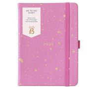 Busy B - A6 Agenda settimanale 2025 con elenchi di impegni e pagine di appunti - Diario compatto color fuchsia - Layout settimanale, 3 tasche e pianificatore annuale