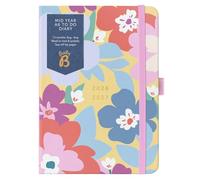 Busy B A6 Diary - Mid-Year Academic Planner - Aug '26 - Aug '27 - Floral Print Journal - Week-to-View with To-Do Lists, Notes Pages, 3 Pockets, Pen Loop, Year Planner & Elastic Closure