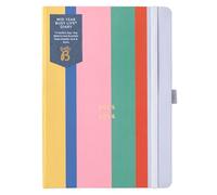 Busy B Diary - A5 Mid-Year Academic Diary - Busy Life Weekly Journal - Aug '25 - Aug '26 - Multi Stripe Cover - Life Planner with Dual Schedules, Year Calendar, Pen Loop, Pockets & Elastic Closure