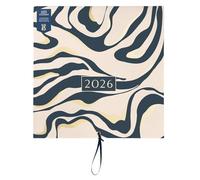 Busy B Large Family Wall Calendar 2026 - Charcoal Marble Design with 5 Columns & Storage Pockets - Monthly 2026 Calendar for Busy Families with Colour-Coded Stickers - 30.5 x 30.5cm