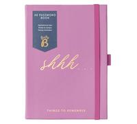 Busy B Password Book - Pink Faux Leather Fabric Cover - All your Internet Passwords in One Place - Compact & Discreet Design with Tabbed A-to-Z Index, Storage Pocket, Stickers & Elastic Closure Band