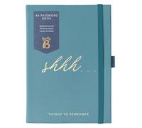 Busy B Password Book - Teal Faux Leather Fabric Cover - All your Internet Passwords in One Place - Compact & Discreet Design with Tabbed A-to-Z Index, Storage Pocket, Stickers & Elastic Closure Band