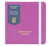 Busy B Registro di compleanno - copertina rosa - design piccolo e compatto, promemoria di compleanno, ordinato per mese per facile riferimento, spazio per più compleanni per data e fascia elastica di