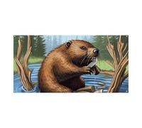 Busy Beaver Cartoonb - Striscione grande per feste, 180 x 90 cm, da appendere alla parete, per feste di compleanno, per esterni e interni, decorazione per feste