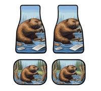 Busy Beaver - Set di 4 tappetini per auto, impermeabili, anteriori e posteriori, con retro in gomma antiscivolo, universali, adatti per auto, camion, furgoni, SUV