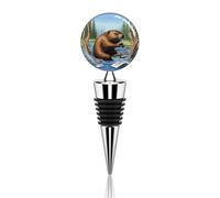 Busy Beaver - Tappo per vino in metallo, decorativo, elegante, riutilizzabile, a prova di perdite, per regali, bar, vacanze, feste, matrimoni