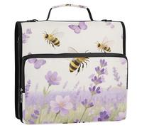 Busy Bees - Raccoglitore a 3 anelli, con tasche extra e tracolla, impermeabile, con cerniera, per scuola/ufficio