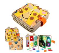 Busy Board Montessori 1 Anno, Quiet Book Libro Attività in Feltro, Gioco Sensoriale con Bottoni e Cerniere (Arancione)