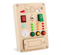 Busy Board Montessori Giocattoli per bambini di 1 anno con pulsante LED, interruttore della luce, apprendimento prescolare, giocattolo sensoriale in legno per bambini da 1 a 3 anni, regalo per bambini