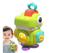 Busy Cube Giocattolo Sensoriale - Dinosauro con Effetto Sonoro e Anello Superiore da Tirare - Gioco Da Viaggio Per La Motricità Fine - Per Bambini E Bambine, Ideale Per Interni Esterni, Scuola,