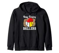 Busy Raising Ballers Softball Baseball Funny Girl Mom Felpa con Cappuccio