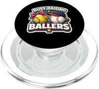 Busy Raising Ballers Softball Baseball Padre Papà Bambini Papà PopSockets PopGrip per MagSafe
