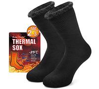 Busy Socks - Calze termiche invernali calde per uomo e donna, extra spessore, isolanti, riscaldanti, calzini per stivali da equipaggio, per temperature estreme, nero, Large