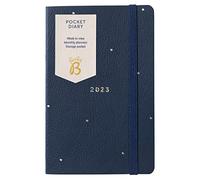 BusyB 5190AMZ - Agenda Tascabile da gennaio a dicembre 2023 - Pianificatore settimanale in ecopelle blu marino con note e tasche