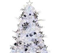 Busybee 210cm albero di natale bianco con luci incorporate 400 leds e palline di natale bianche grigio Ornamenti di Decorazioni Natalizie di Natale con decorazioni e luci e Ornamenti Luci a LED
