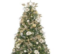 Busybee 210cm albero di natale con luci incorporate 400 leds e palline di natale di Decorazioni Natalizie di Natale con decorazioni e luci e champagner Ornamenti Luci a LED