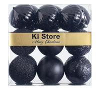 Busybee Unbekannt Palline di Natale 20 Pezzi 8 cm Nero Palline Natalizie Ornamento di Palla di Natale per la Decorazione dell'albero di Natale
